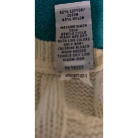 GAP Sweater SZ M Cream Cotton Cable Knit Crew Neck  Preppy Cozycore Normcore - Picture 5 of 6